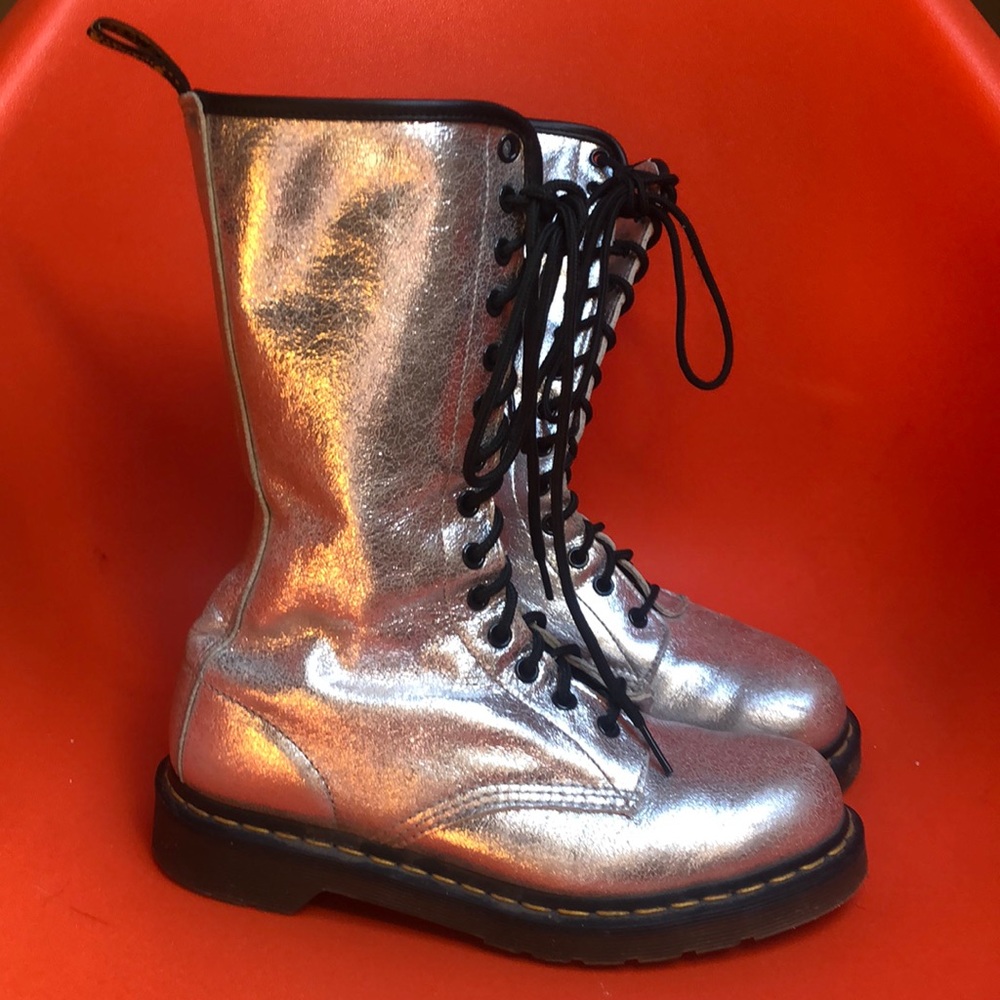 14 eye silver Doc Marten Space combat boots Size 9